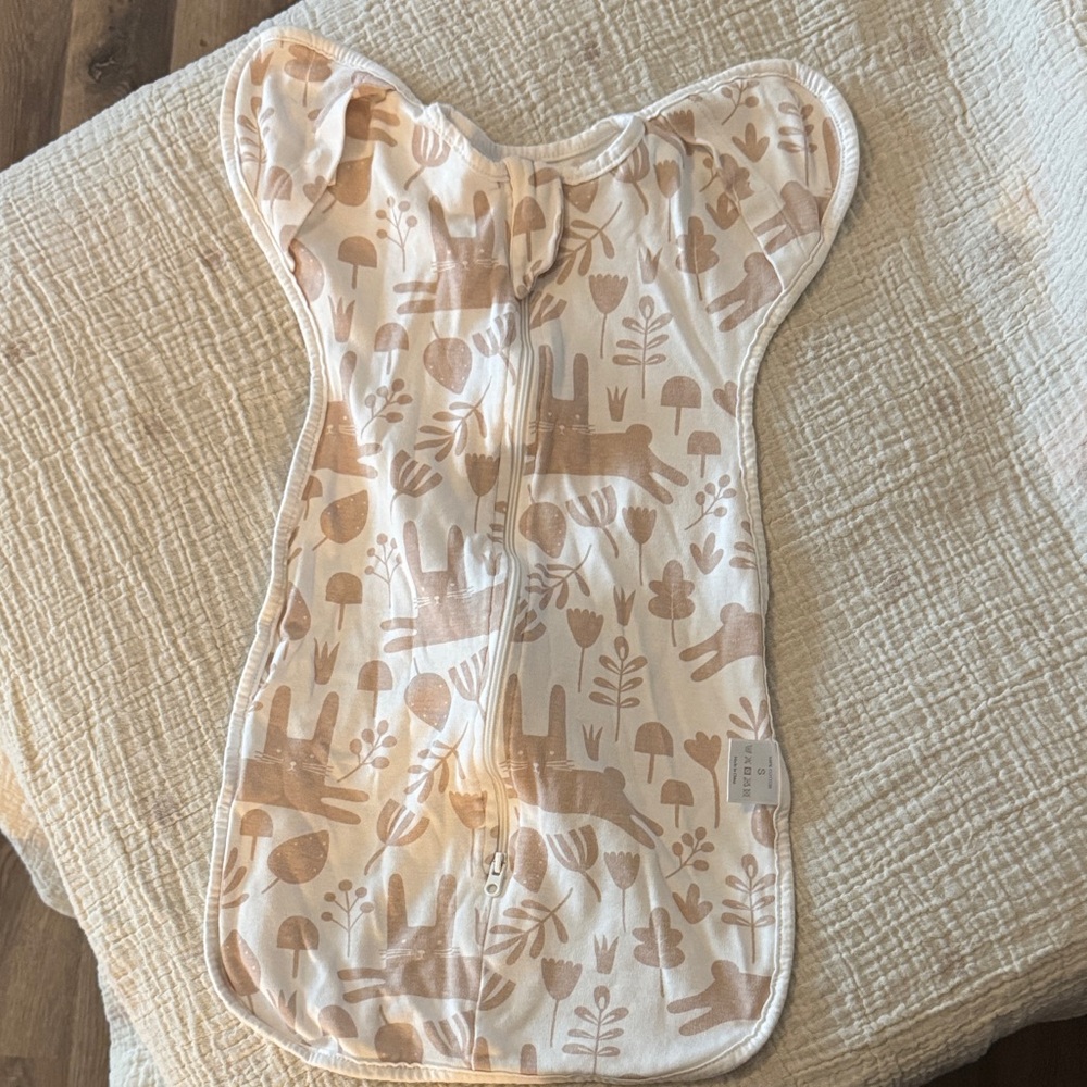 Tan Baby Swaddle with Animal Print